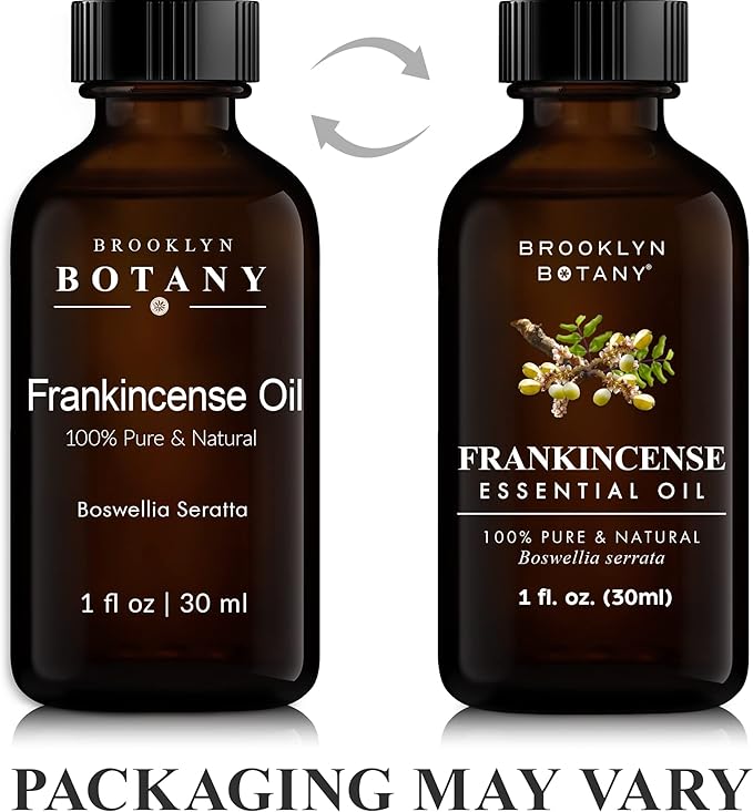 Brooklyn Botany Frankincense Essential Oil - 100% Pure and Natural - Premium Grade Oil with Dropper - for Aromatherapy and Diffuser - 1 Fl Oz