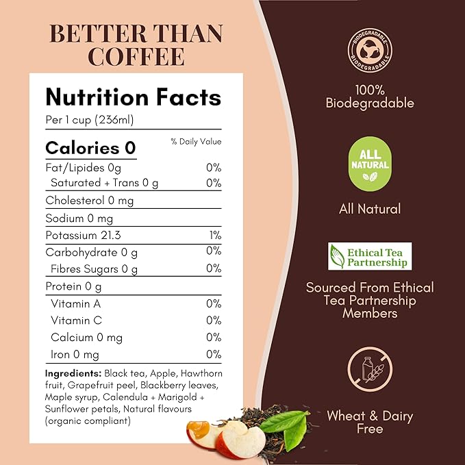 Tease Tea Organic Black Tea - Better Than Coffee Herbal Tea, Redefine Your Mornings, Organic Black Loose Leaf Herbal Tea Made with Apple, Blackberry Leaves for a Perfect Daily Boost