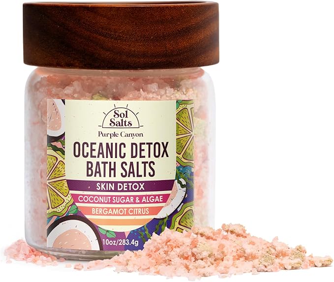 PURPLE CANYON SolSalts Oceanic Detox Bath Salts 10oz | Bergamot Citrus Scented Soak with Hydrating Minerals | Skin Hydrating Mineral Bath