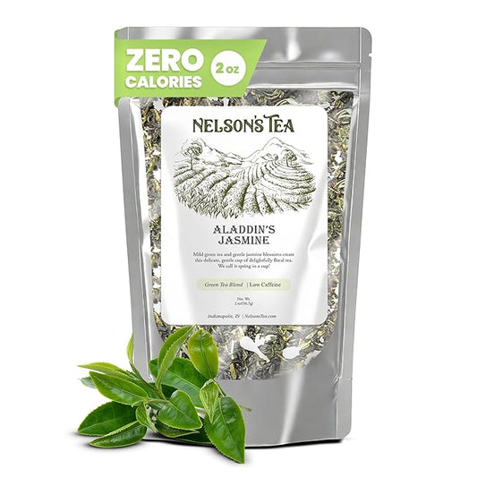 Nelson's Tea - Aladdin's Jasmine - Green Loose Leaf Tea - Green tea infused with Jasmine - 2 oz.