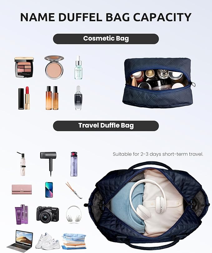 Initial Duffle With Shoe Compartment, Personalized Weekender, Monogram Overnight Bag for Women With Trolley Sleeve & Wet Pocket, Letter Travel Bag With Makeup Bag (Letter D)