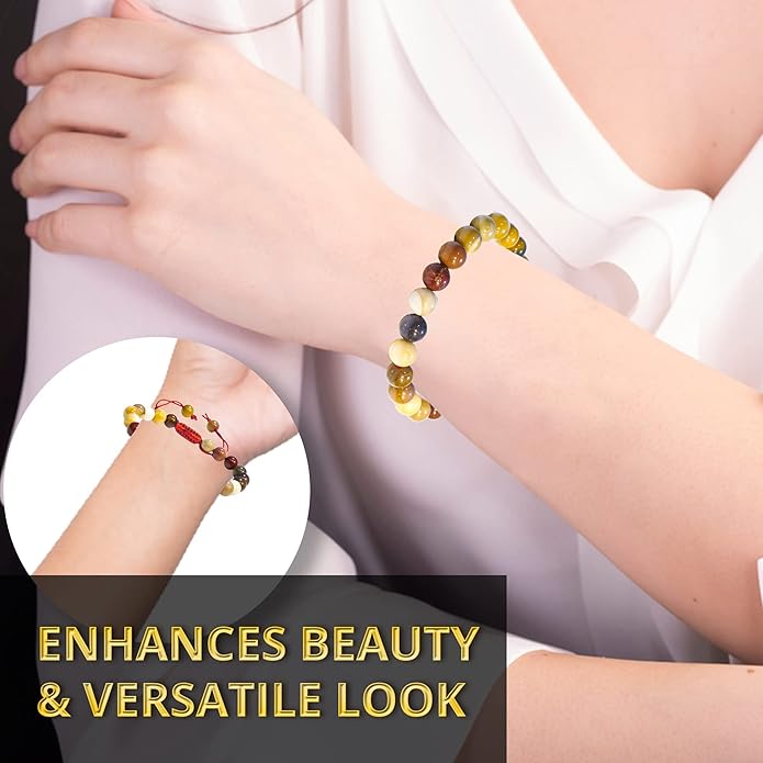 Energy Protection Crystal Handmade Adjustable Bead Bracelet Perfect for Men, Women’s Gift - Gemstone Healing Stretch Bracelet Pulsera Para Hombre Mujer Stocking Stuffer