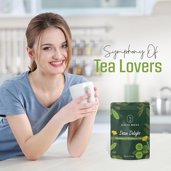 Dandelion Wolfberry Tea – Liver Cleanse, Detox & Repair, Kidney Detox – 100% Natural, Non-GMO, Premium Dandelion Root & Wolfberry Blend – 150 g (25 Tea Bags)