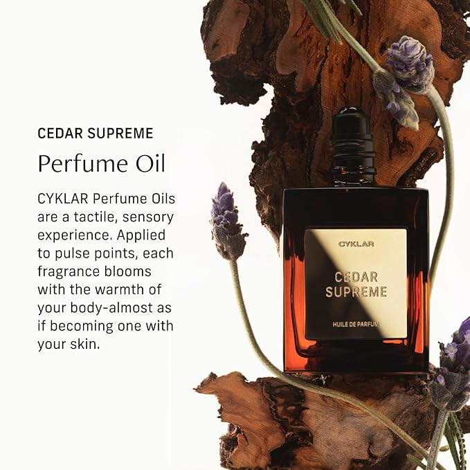 CYKLAR Perfume Oil Roll-On. Travel-Friendly Cedar Supreme Fragrance With Bergamot, Lavender, and Cedarwood. Long-Lasting Essential Oil Parfum For Women and Men. 0.5 Fl Oz Scented Rollerball Bottle