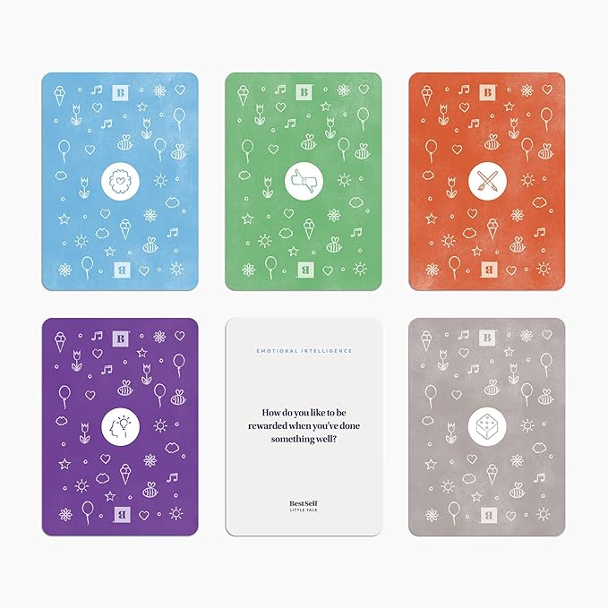 Little Talk Conversation Cards for Kids – 170 Prompts for Social Skills, Family Games, Travel & Therapy – BestSelf Deck for Ages 4-12, ADHD Tools, Homeschool Gifts & Road Trip Activities