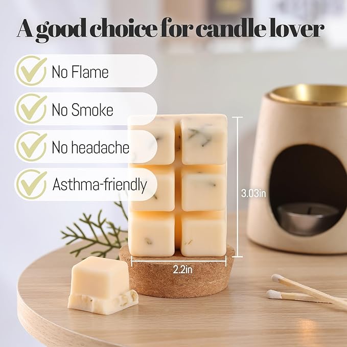 DEVI Scented Wax Melts, Natural Soy Wax Cubes Strong Scent -Moonlit Jasmine - Long Lasting Scented Melts for Warmer,4 Pack(24-Cubes)