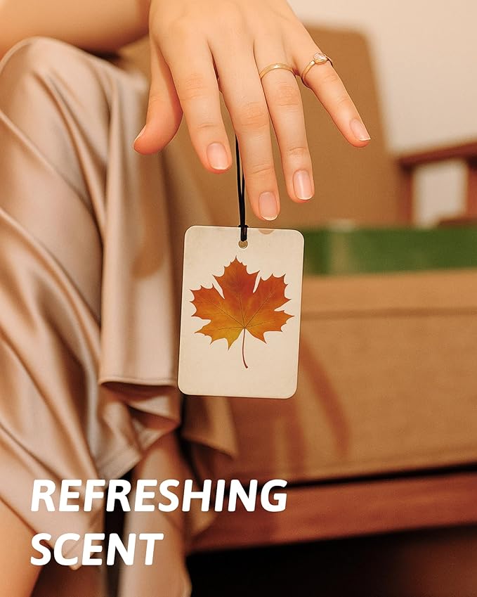 Vintage Fall Maple Leaf Car Air Freshener 4 Pcs, Retro Maple Leaf Autumn Hanging Air Freshener for Cars Closet Drawer Books, Fall Car Accessories Mirror Decor for Women
