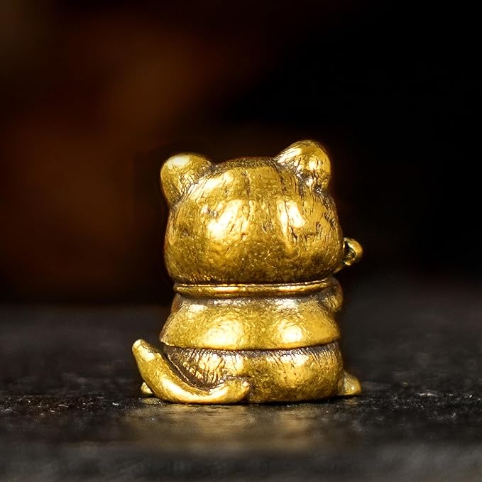 Fierce Rocker Cat Brass Statue - 100% Solid Handcast Guitar Player Sculpture, Vintage Music Lover Gift for Desk, Unique Collectible Animal Art, Handmade Heavy Metal Decor for Musicians & Cat Lovers