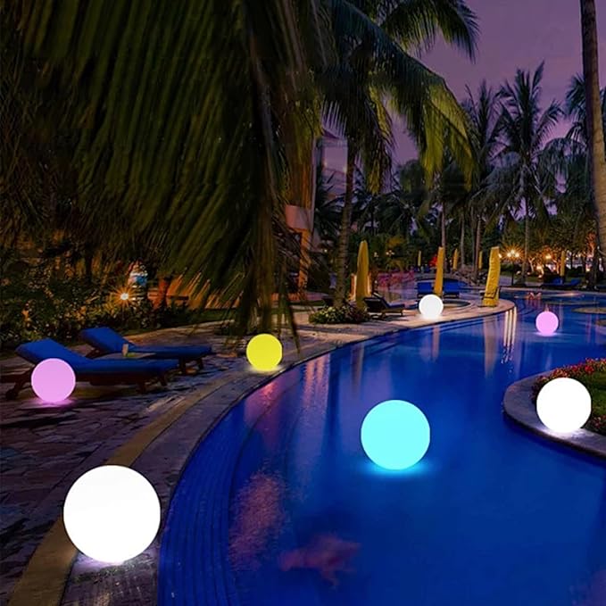 8-Inch Rechargeable LED Orb Light – 16 Color Glow Sphere, 4 Modes, Waterproof Ambient Lighting Ball, Solar & USB Charging Glowing Orb for Indoor, Outdoor, Pool, Room, and Patio Decor