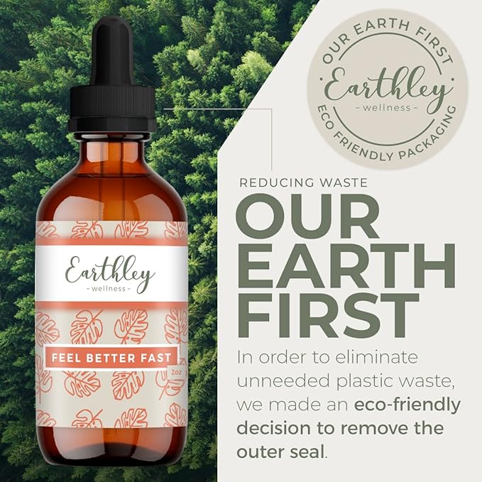 Earthley Wellness Feel Better Fast, All-Natural Relief for Minor Ailments, Supports Immune & Digestive Health, Echinacea Root, Fennel, Astragalus Root, Elder Flower and Cinnamon (1.69oz)