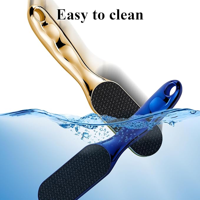 2Pcs Veinsgrain Foot File, Nano-Glass Foot File Hard Skin Remover, Summer Foot Beauty, Remove Dead Skin Foot Scrubber, Pedicure Tool for Smooth Feet, Practical Foot Care Tools (Blue&Gold)