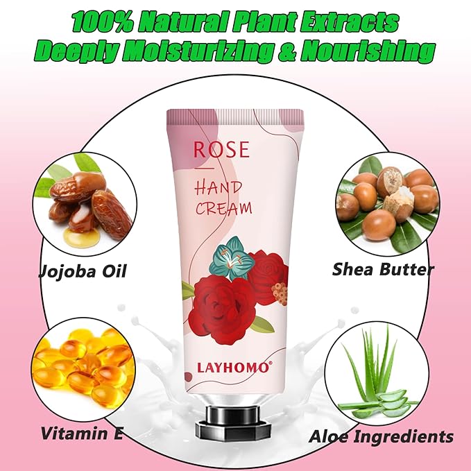 38 Pack Hand Cream Gifts Set,Mothers Day Gifts,Thank You Gifts,Nurses Week Gifts,Bridesmaid Gifts,Gifts for Women,Natural Plant Fragrance Hand Lotion Travel Size Mini Hand Cream for Dry Cracked Hands