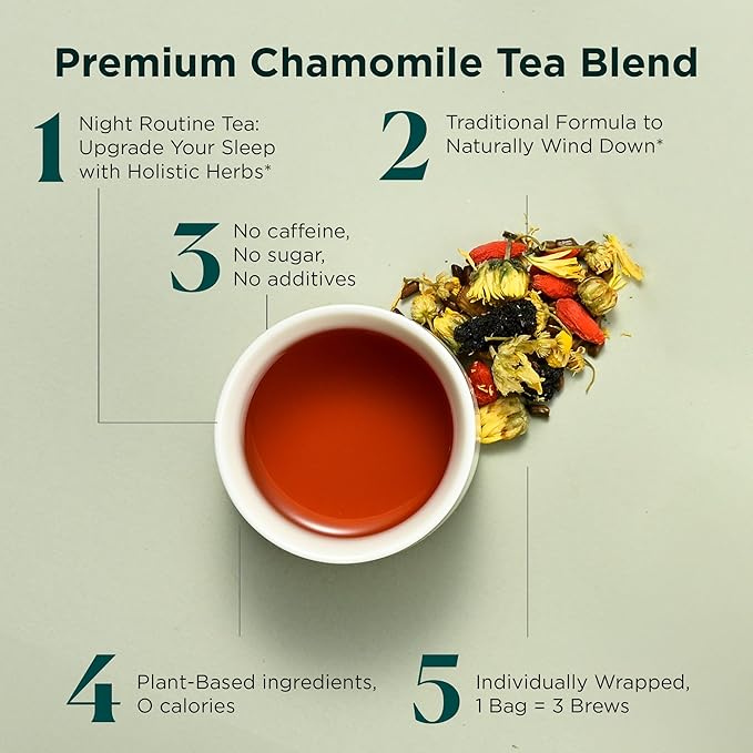 Tea Facto Goodnite* Chamomile Tea Bags with Chrysanthemum Tea for Soothing Comfort - 50 Bulk Pack