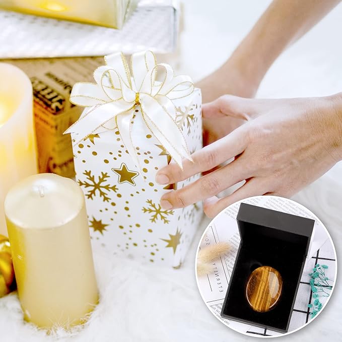 Tiger Eye Worry Stone Palm Stones Healing Crystals for Anxiety Meditation Thumb Stone Witchy Decor Gift 1.7"