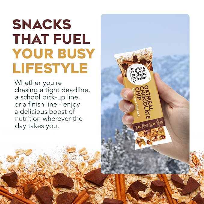 88 Acres Granola Bars | Oatmeal Chocolate Chip | Gluten Free, Nut-Free Oat and Seed Granola Bar | Vegan & Always Non GMO | 12 Pack