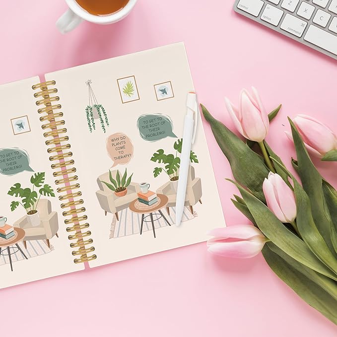 Funny Mental Health Spiral Notebook, Therapy Journaling Notebooks for Note Taking, Nature Plant Hardcover Journals for Women 160 Pages 5.5x8.3 Inch, Inspirational Gifts for Women