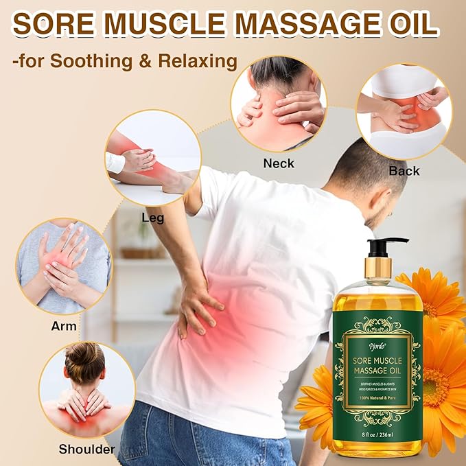 2 Pack Body Massage Oil for Massage Therapy, Sore Muscle Arnica Oil & Lavender Massage Oil for Pain Relief, Massage Relaxing Oil for Calming, Soothes Joints & Muscle, Spa Gift for Him Her