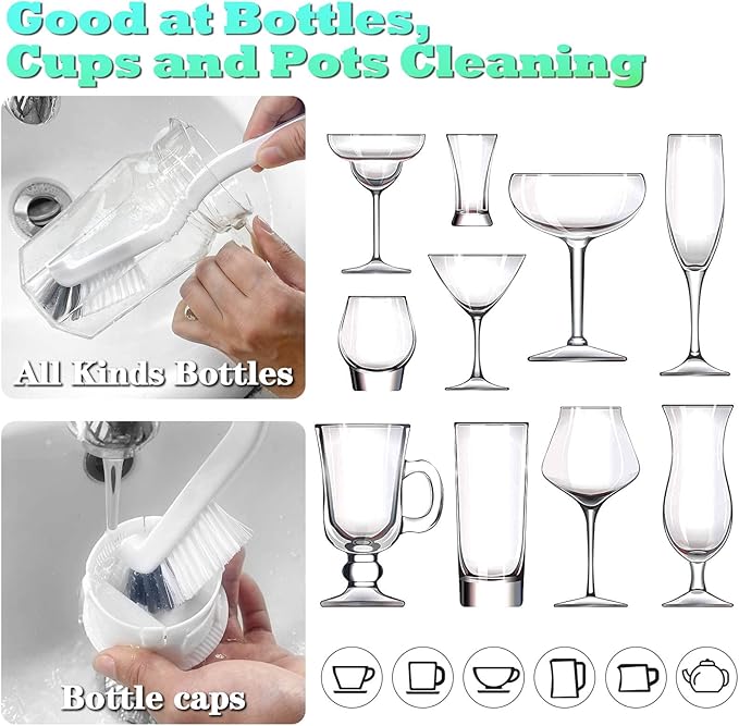 2Pcs Cleaning Brushes, Multi-Purpose Right Angle Brush Scrubbing Kitchen Coffeeroom Tearoom Deep Cleaning Edge Corner Crevices Grout Scrub Bottle Cup Jar Cans for Household Use.