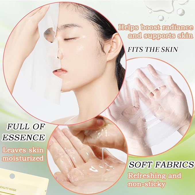 12 Sheets Face Masks Skincare, Moisturize Face Masks Suitable for Sensitive Skin, Hydrate Facial Mask for All Skin Types, Bulk Facial Masks for Women Skin Care, Soothe Face Mask for Spa Party