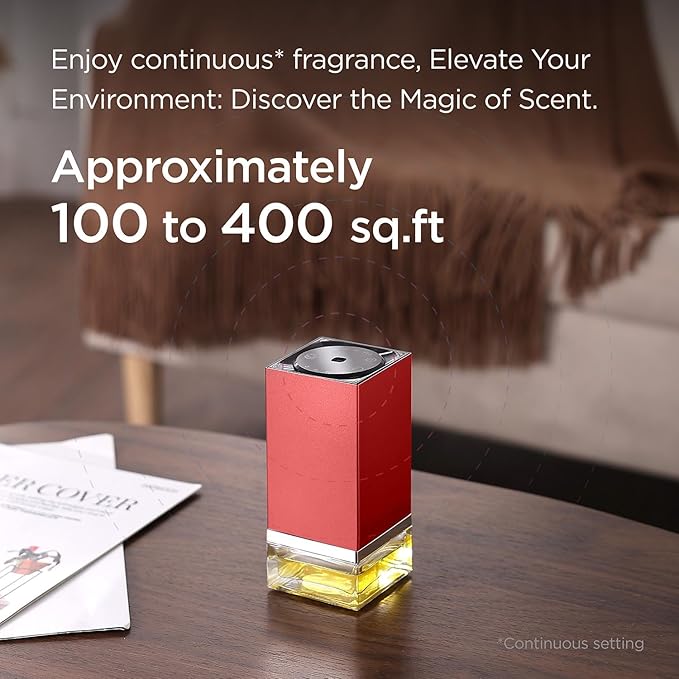 Essential Oil Diffuser – 50ml Capacity Nebulizer Waterless Diffuser, Portable, Battery Operated, Scent Air Machine for Home 4 Mist Settings 1/2/8H Timers （Includes Essential Oils and Adapter）C01-1 Red