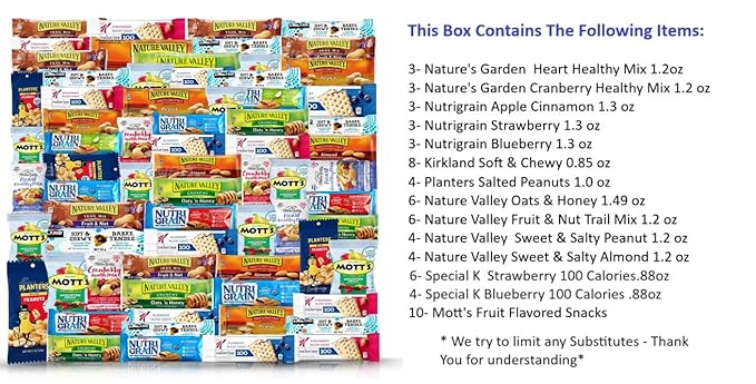 Healthy Snacks, Care Package 67 Count Premium Healthy Mixed Box & Snacks Gift Variety Pack – Great for Home, Lunches, Work, Grab and Go, Office, Meetings, – Breakfast Bars, Bulk Granola Bars