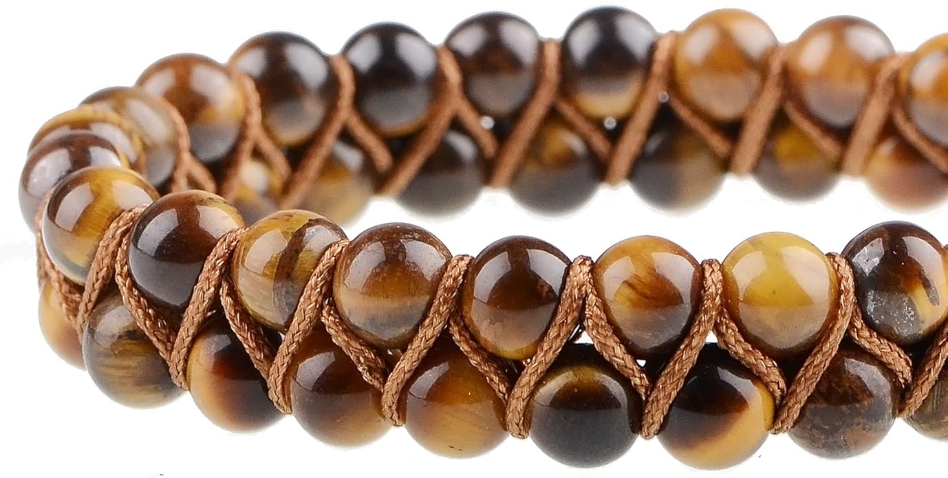 MASSIVE BEADS Double Layer Natural Chakra Healing Power Crystals Macrame Bracelet Yoga Stone Beads Gemstone Meditation Relax Anxiety Bangle for Unisex Women Men