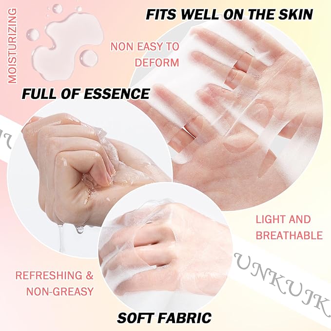 12PCS Hydrating Facial Sheet Mask,Moisturizing Face Masks Skincare Gift Set,Long Lasting Face Mask Skin Care & Facial Mask Kit for All Skin Types 18