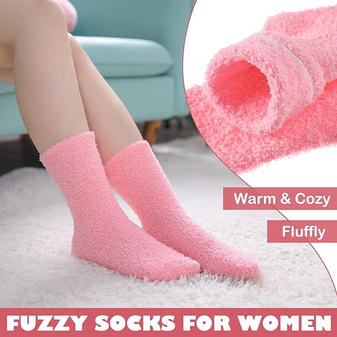 LINEMIN Womens Fuzzy Socks Cozy Fluffy Winter Warm Slipper Socks Microfiber Soft Home Sleeping Socks