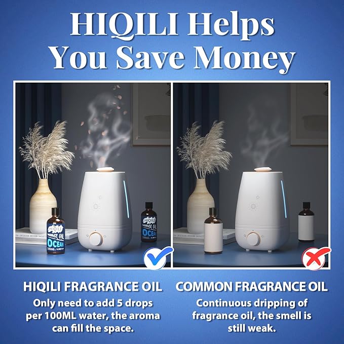 HIQILI Ocean Essential Oil 100ml - Clean Fresh Fragrance Oil for Home Diffuser, Laundry, Car Freshies, Aromatherapy, Candle Soap Perfume Making Kit 3.38 Fl Oz