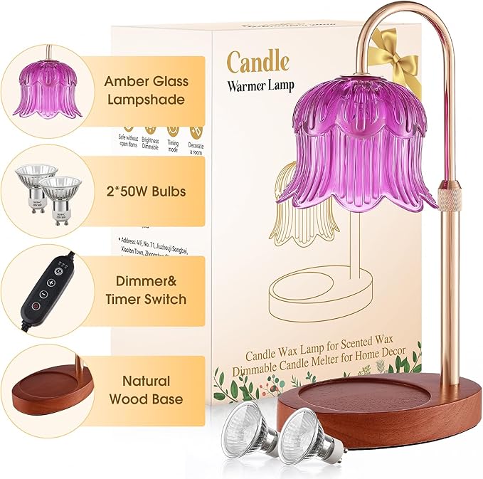 Candle Warmer Lamp Adjustable Timer Electric－Purple Flower-Shaped Wax lamp