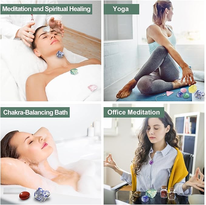 Crystals and Healing Stones Set, Chakra Crystal Kit, 28 Pcs Real Crystals for Beginners Rocks Gem Stones Energy Meditation Natural Reiki Spiritual Balancing Mindful Souls, Crystals Set Gifts for Women