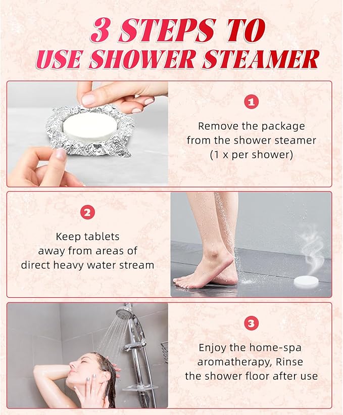 10 Rose Scented Shower Steamers – Luxe Aromatherapy Gift Set for Girls, Wives & Moms, Perfect Mother's Day Surprise