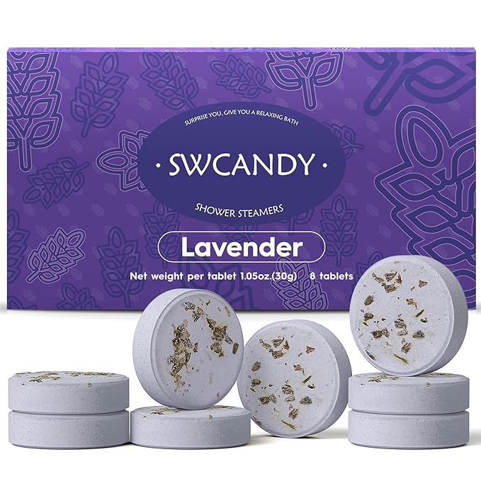 Shower Steamers Aromatherapy Birthday Day Gifts 8 Pcs Lavender - Shower Bombs with Essential Oils Bath Bombs Birthday Gifts for Women