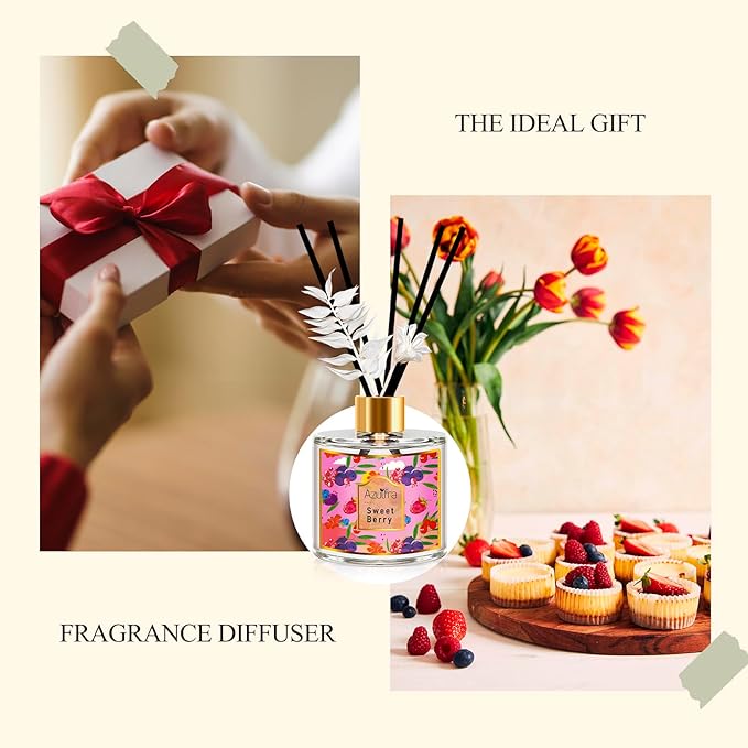 Reed Diffuser for Home, 6.7oz Sweet Berry Scent Diffusers for Bathroom Air Freshener, Aromatherapy Diffuser for Room Office and Desk Decor