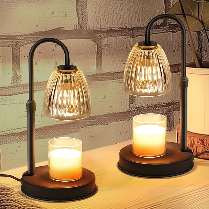 2 Pack Dimmable Candle Warmer Lamp with Timer Adjustable Height, Birthday Gifts for Women, Home Decor House Warming Gift for Mom, Modern Electric Wax Melt Warmer for Scented Jar Candles