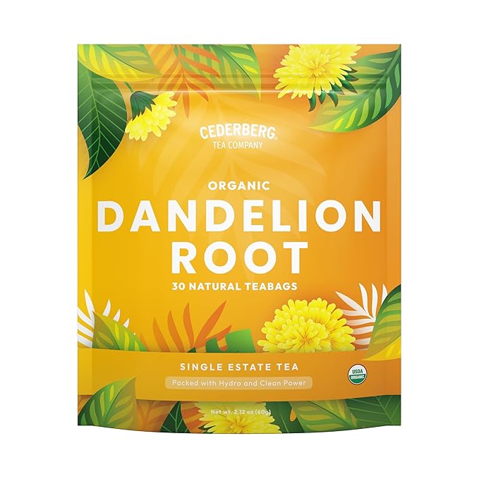 Cederberg Tea Company Organic Dandelion Root Tea — 30 Tea Bags | Organic Herbal Tea From Single Origin | Eco-Friendly Tea Bags | Non-GMO Caffeine Free Tea With Zero Sugar