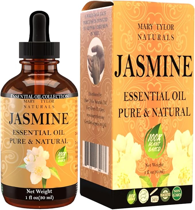 Jasmine Essential Oil (1 oz), Premium Therapeutic Grade, 100% Pure and Natural, Perfect for Aromatherapy, and Much More by Mary Tylor Naturals