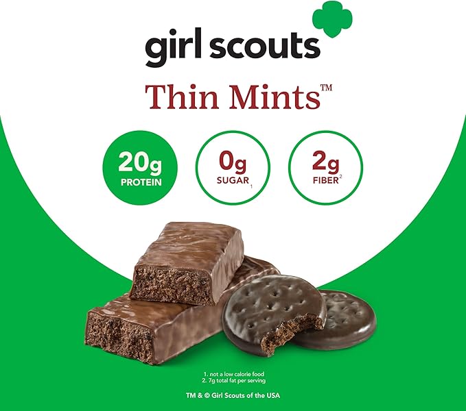 think! Protein Bars, High Protein Snacks, Gluten Free, Kosher Friendly, Girl Scouts Thin Mint, Nutrition Bars, 2.1 Oz per Bar, 10 Count (Packaging May Vary)