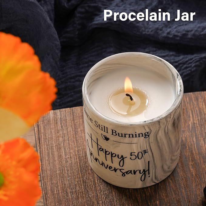 50th Anniversary Candle - 50th Wedding Anniversary Present for Couple & Parents, 50 Year Aniversario Gifts for Men, Women, Wife,Husband - 6 Oz Lavender Candle