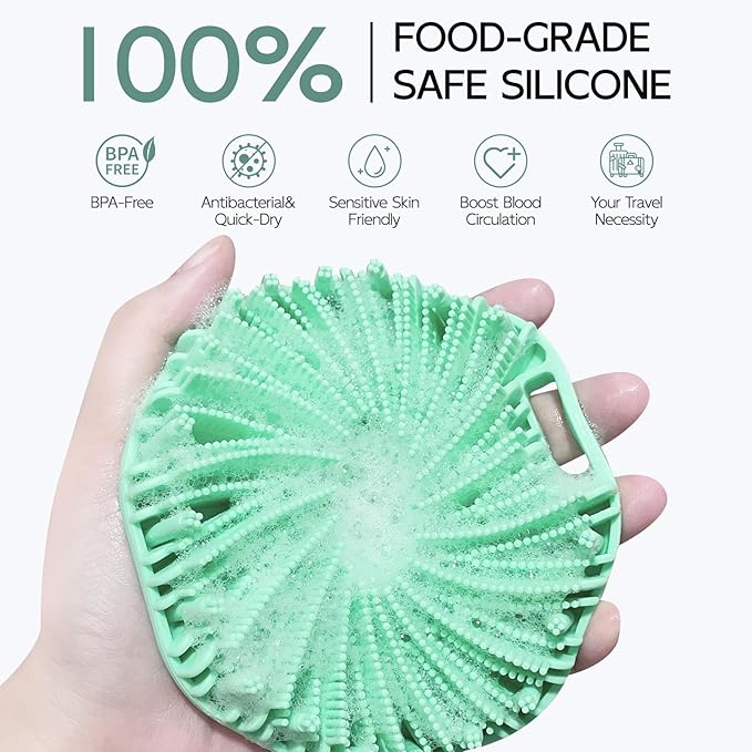 Silicone Body Scrubber, Exfoliating Body Wash Scrubbers Exfoliator, Shower Body Brush for Effective Showering Exfoliation and Gentle Massage (Green)