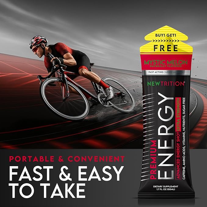 NewTrition® Extra Strength Energy Shots, 250mg Caffeine Energy Shots with Vitamin B & Amino Acids, Sugar-Free Vitamin Energy Shot, 1.7 fl oz (Pack of 24, Mystic Melon)