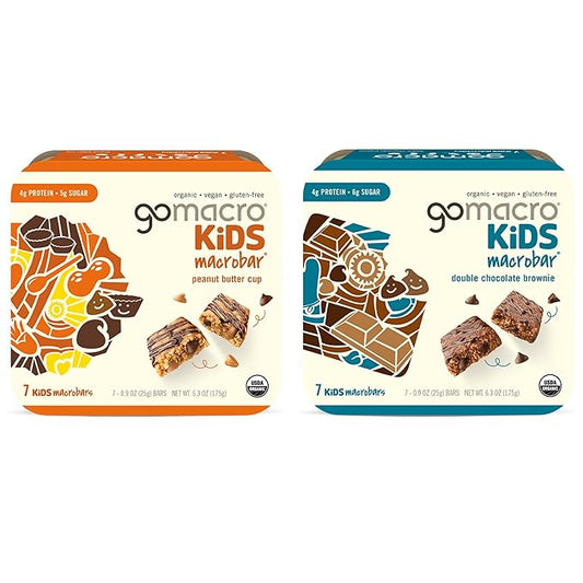 GoMacro MacroBar Organic Vegan Protein Bars - Salted Caramel + Chocolate Chips & Oatmeal Chocolate Chip (2.3 Ounce Bars, 12 Count) (Pack of 2)