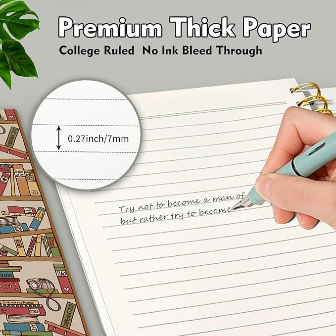 Cute Spiral Notebook, Journal for Women, Hardcover Spiral Journal, 5.5 x 8.3 Inches, 120 Pages,100gsm Paper, for Gifts Nurse Teacher Women Office Supplies(Cute Cat Bookshelf)