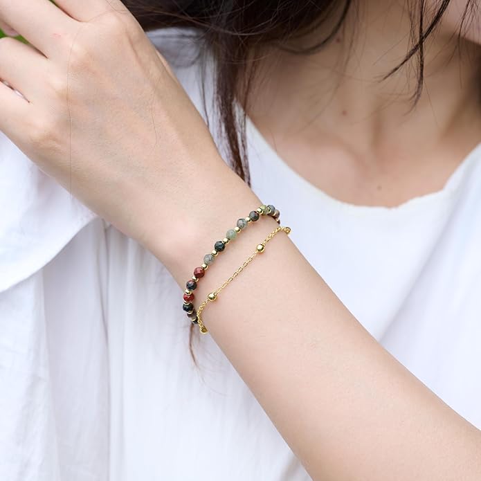 Farfume Crystal Bracelet Beaded Bracelets for Women 4mm Natural Stone Beads Gemstone Handmade Anxiety Jewelry Gifts