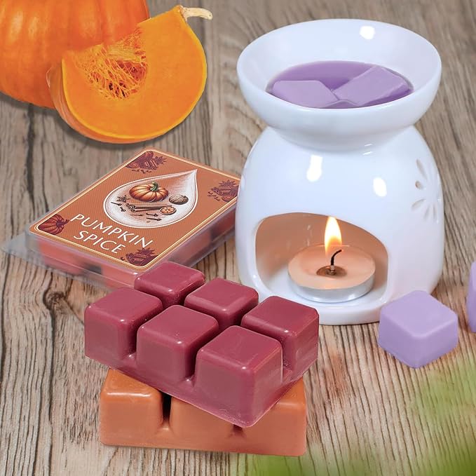 Soy Wax Melts Wax Cubes Strong Scent Wax Melts Variety Fragrance Melts for Vanilla, Lavender, Apple Cinnamon, Citrus, Ocean Breeze, Caramel, Sandalwood, Pumpkin Spice Spa Yoga Relaxing Bath