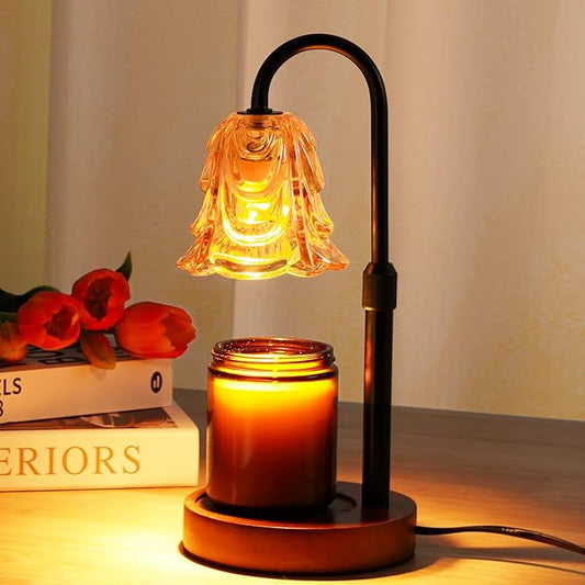 Candle Warmer Lamp with Timer and Dimmer, Birthday Gifts for Women Mom, Adjustable Height Vintage Candle Lamp with 2 Bulbs for Jar Candles, Home Kitchen Office Living Room Decor