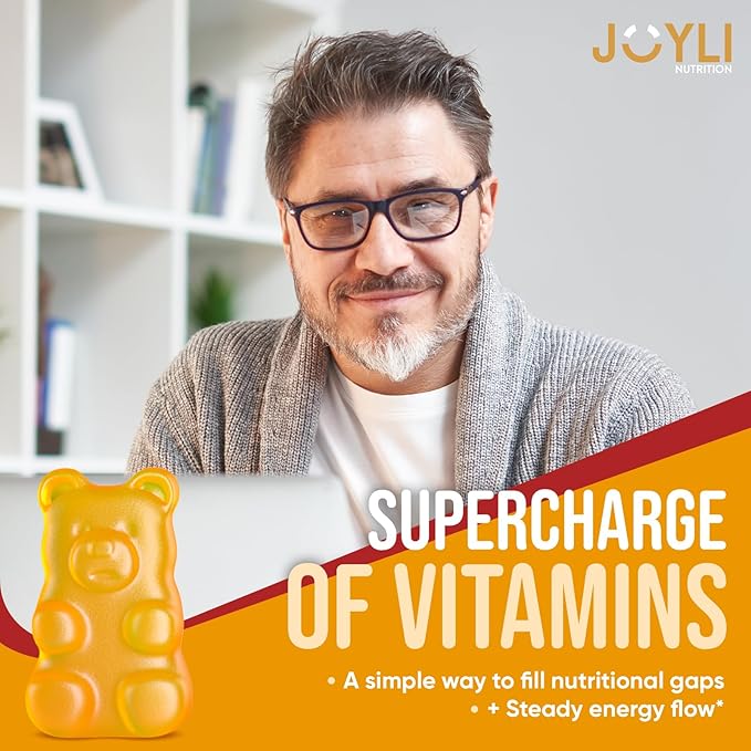 Joyli Superfruit Gummies - Sugar-Free Fruit Multivitamin Gummies for Adults - Natural Gummy Vitamins for Women & Men with Goji, Elderberry, Vitamins A, C, D & E - Supports Immunity, Digestion & Energy