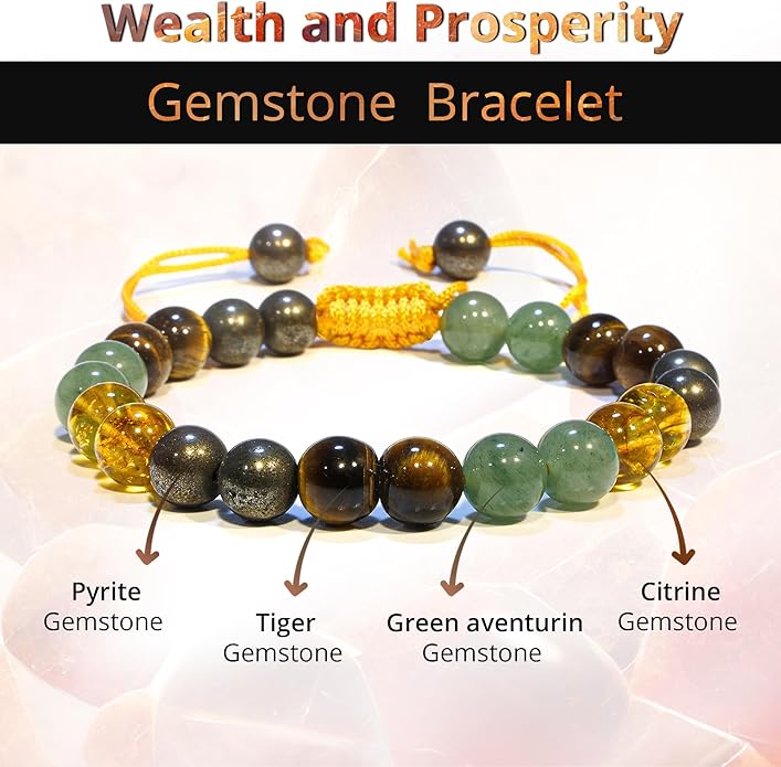 Energy Protection Crystal Handmade Adjustable Bead Bracelet Perfect for Men, Women’s Gift - Gemstone Healing Stretch Bracelet Pulsera Para Hombre Mujer Stocking Stuffer