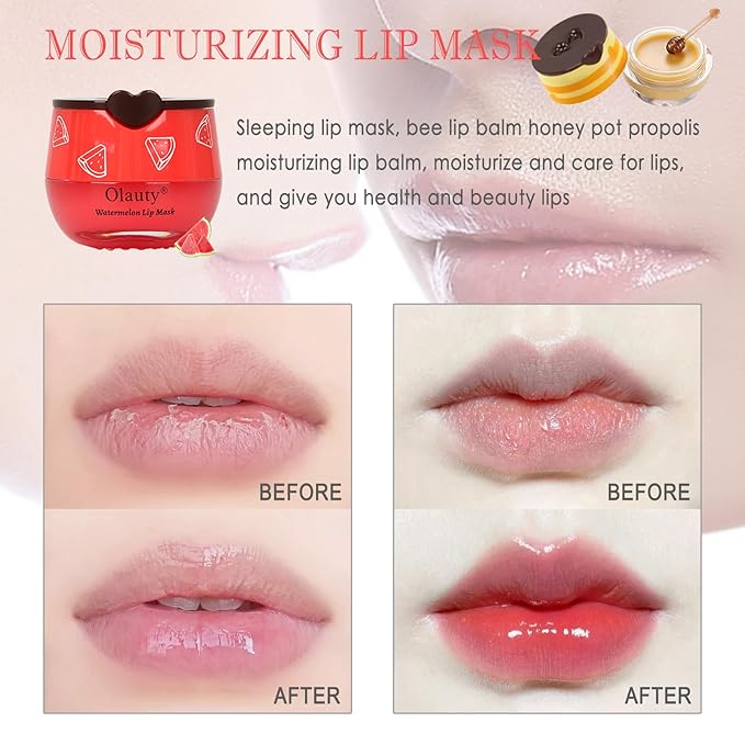 9 PCS Bee Lip Balm Lip Mask Honey Pot, Honey Lip Balm Bulk Lip Sleeping Mask Nourishing Overnight Lip Treatment, Lip Moisturizer Balm with Stick, Hydrating & Preventing Dry, Cracked Lips, Lip Scrubs