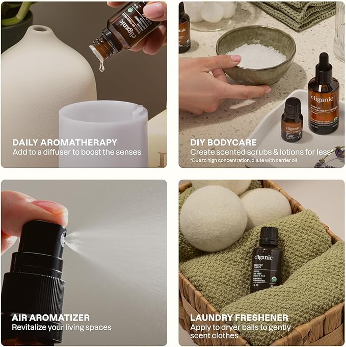 Cliganic Organic Pure Lemon Essential Oil 0.51 Fl Oz – 100% Natural Aromatherapy for Diffuser, Massage, Cleaning & Relaxation – Fresh Citrus Scent, Energizing & Uplifting Oil